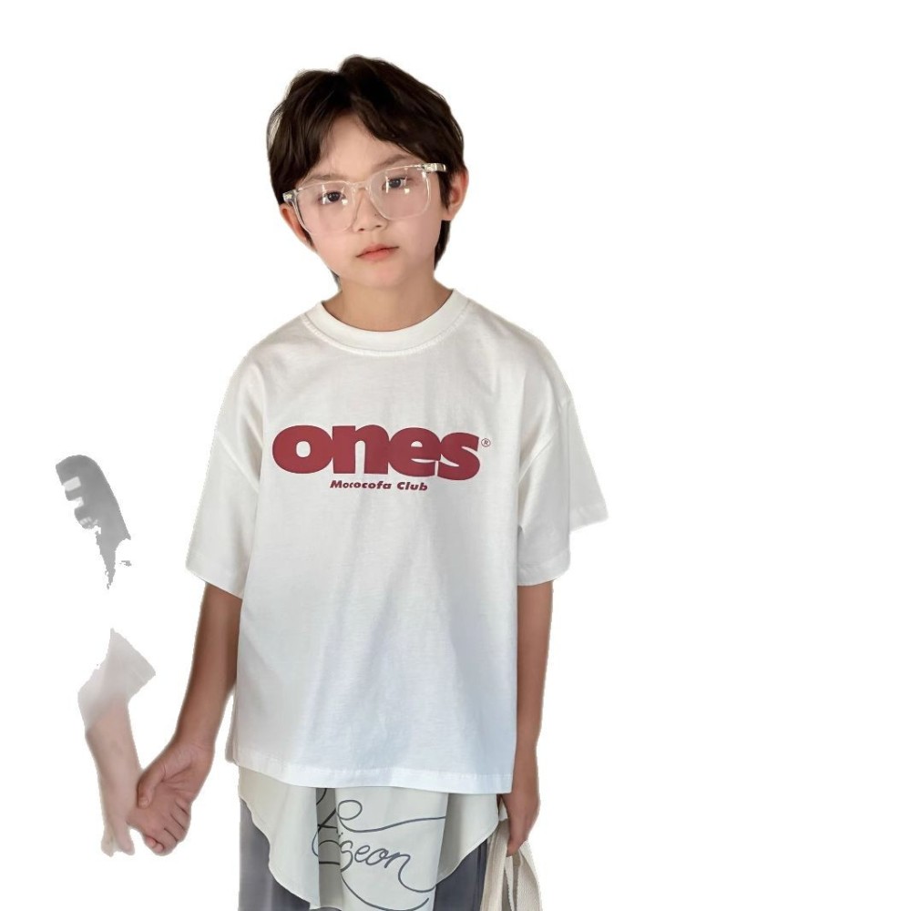 童短袖2026夏季新款韩版儿童做旧字母短袖男女童纯棉圆领t恤洋气