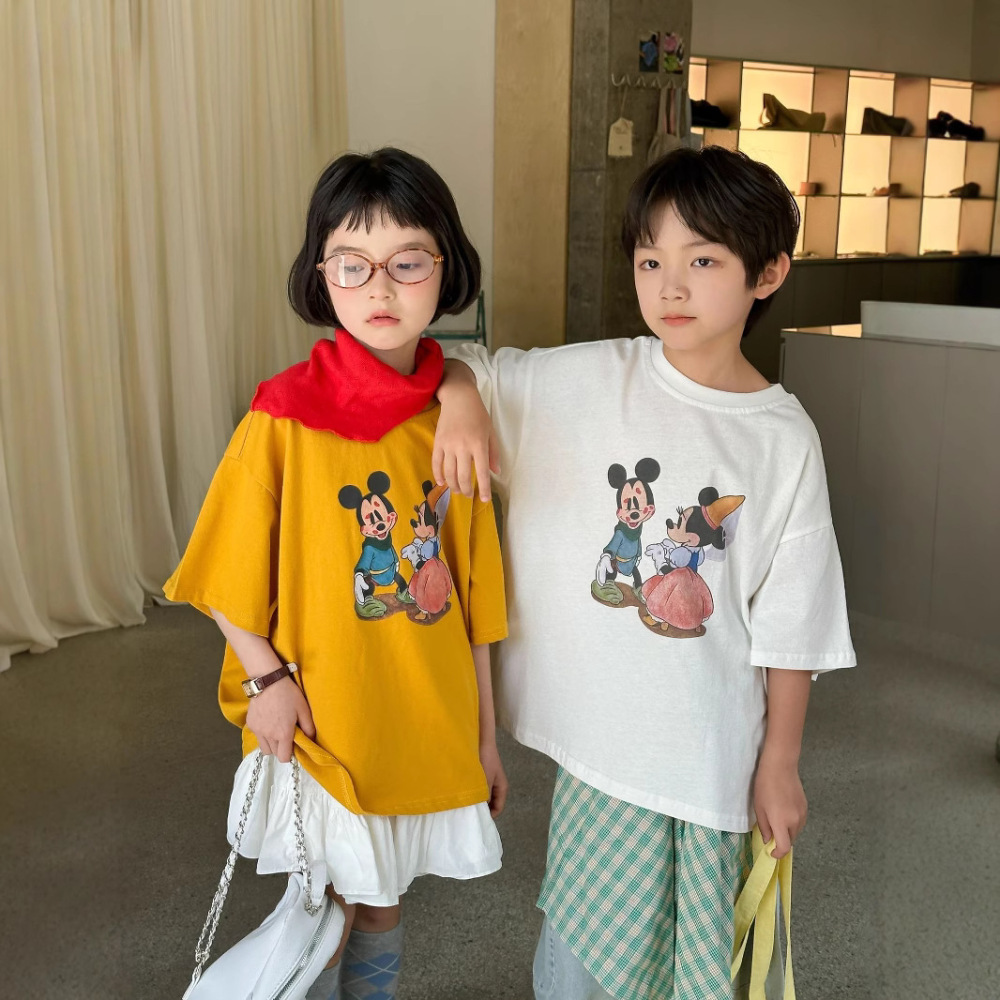 2026夏季新款韩版儿童卡通印花短袖男女童时尚百搭宽松T恤