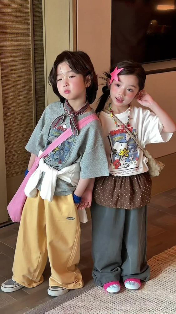童T恤2026春夏新款儿童韩版前后卡通印花短袖男女童可爱百搭圆领T