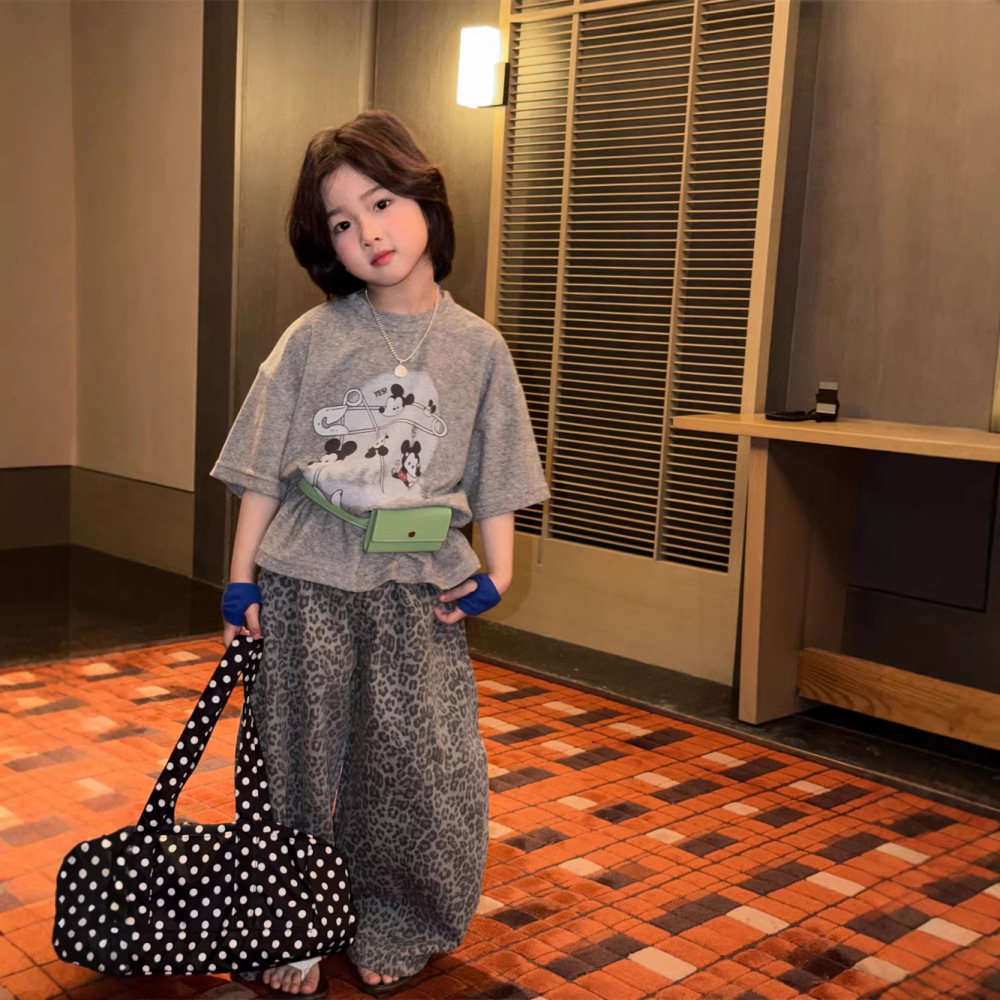 童T恤2026春季新款韩版儿童卡通印花短袖男女童毛巾针织宽松T恤潮