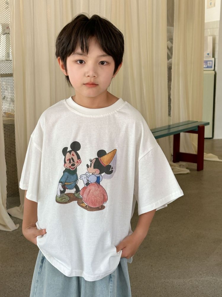 2026夏季新款韩版儿童卡通印花短袖男女童时尚百搭宽松T恤