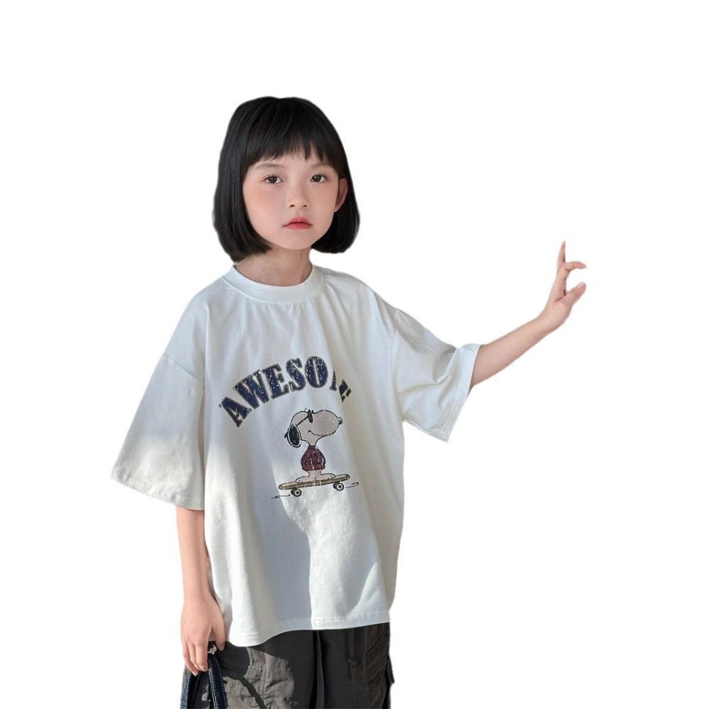 童短袖2026夏季新款韩版儿童卡通印花短袖男女童圆领休闲t恤上衣