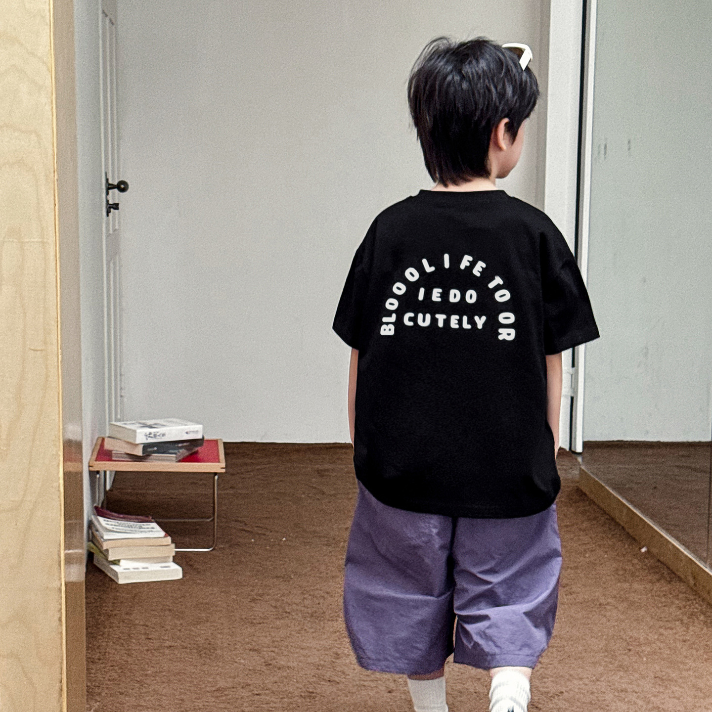【加工定制】夏季新款百搭前后字母印花宝宝T恤韩版圆领儿童短袖