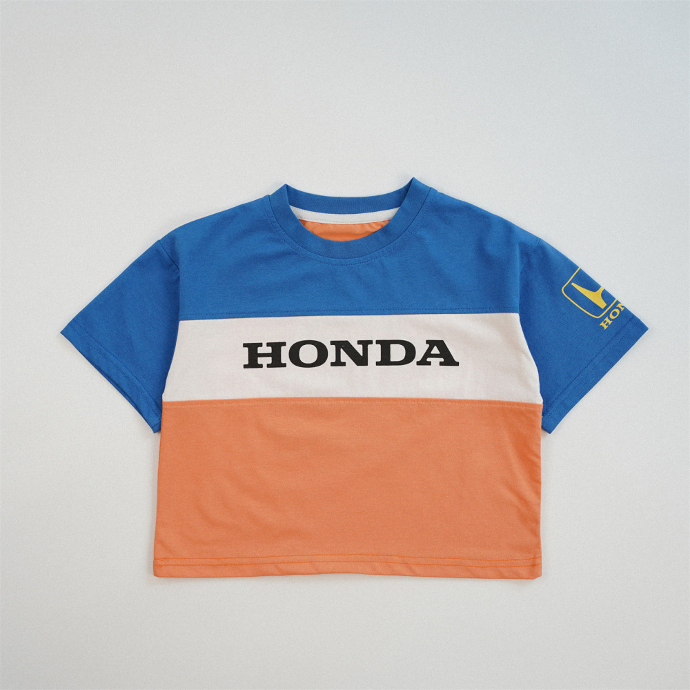 HONDA男童短袖t恤2026小男孩春夏款拼色男宝汽车上衣儿童T恤潮