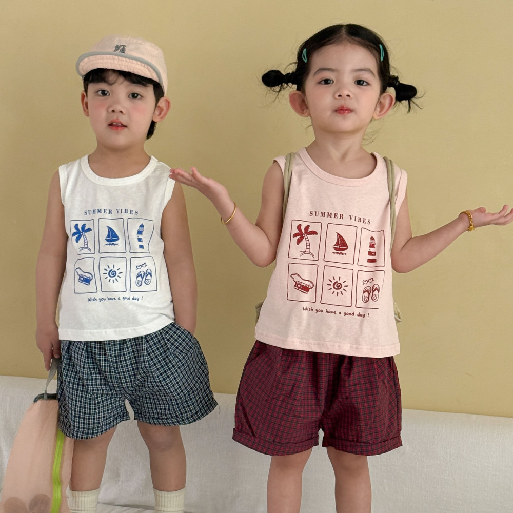 儿童夏季套装女童纯棉宽松2026新款夏装男童休闲背心短裤宝宝衣服