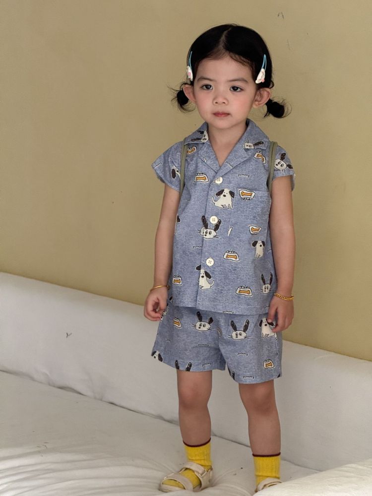 儿童夏季套装女童宽松休闲2026新款夏装男童无袖衬衫短裤宝宝衣服