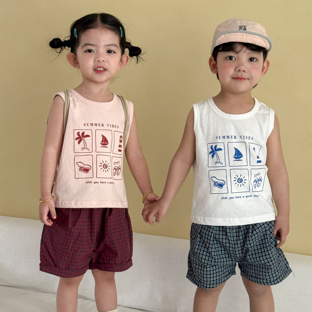 儿童夏季套装女童纯棉宽松2026新款夏装男童休闲背心短裤宝宝衣服
