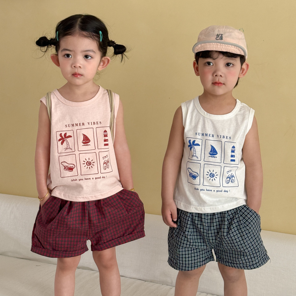 儿童夏季套装女童纯棉宽松2026新款夏装男童休闲背心短裤宝宝衣服