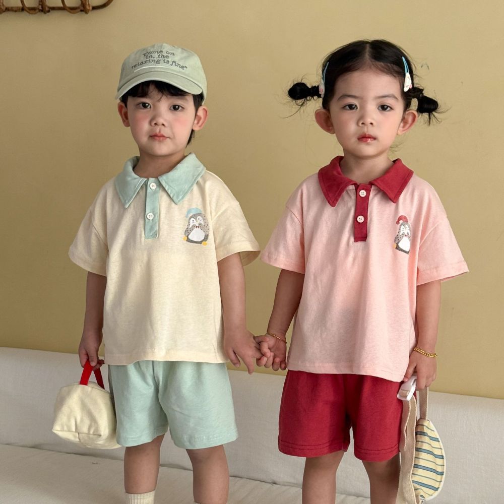 儿童夏季运动套装宝宝纯棉2026新款男女童休闲宽松短袖polo衫短裤