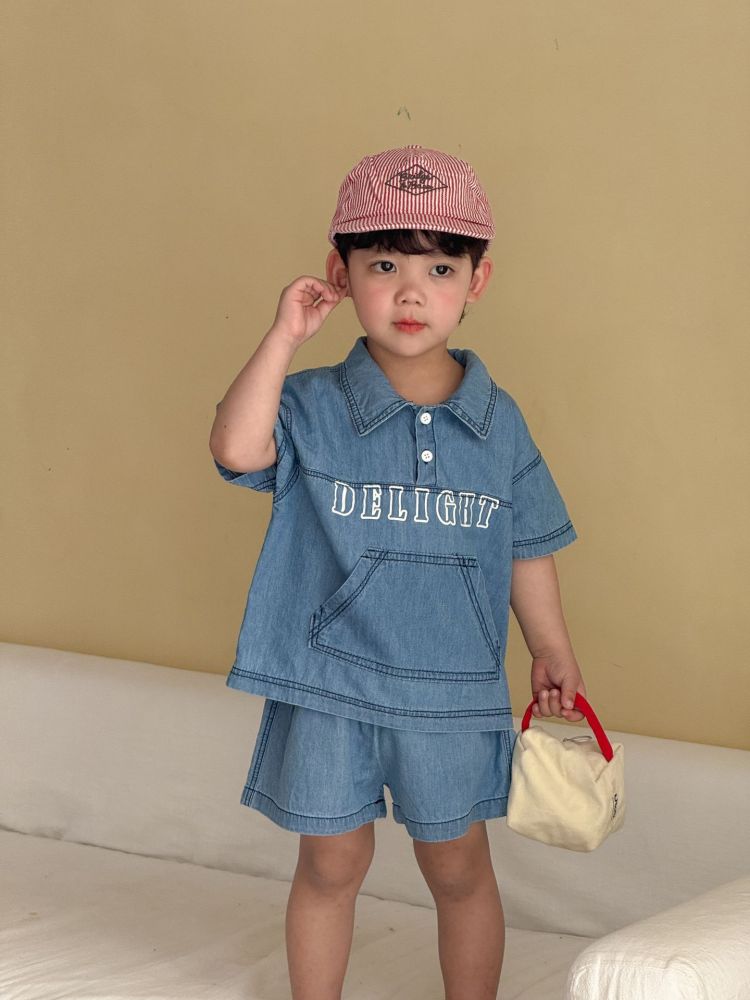 儿童夏季牛仔套装2026新款夏装女童宽松休闲男童短袖短裤宝宝衣服