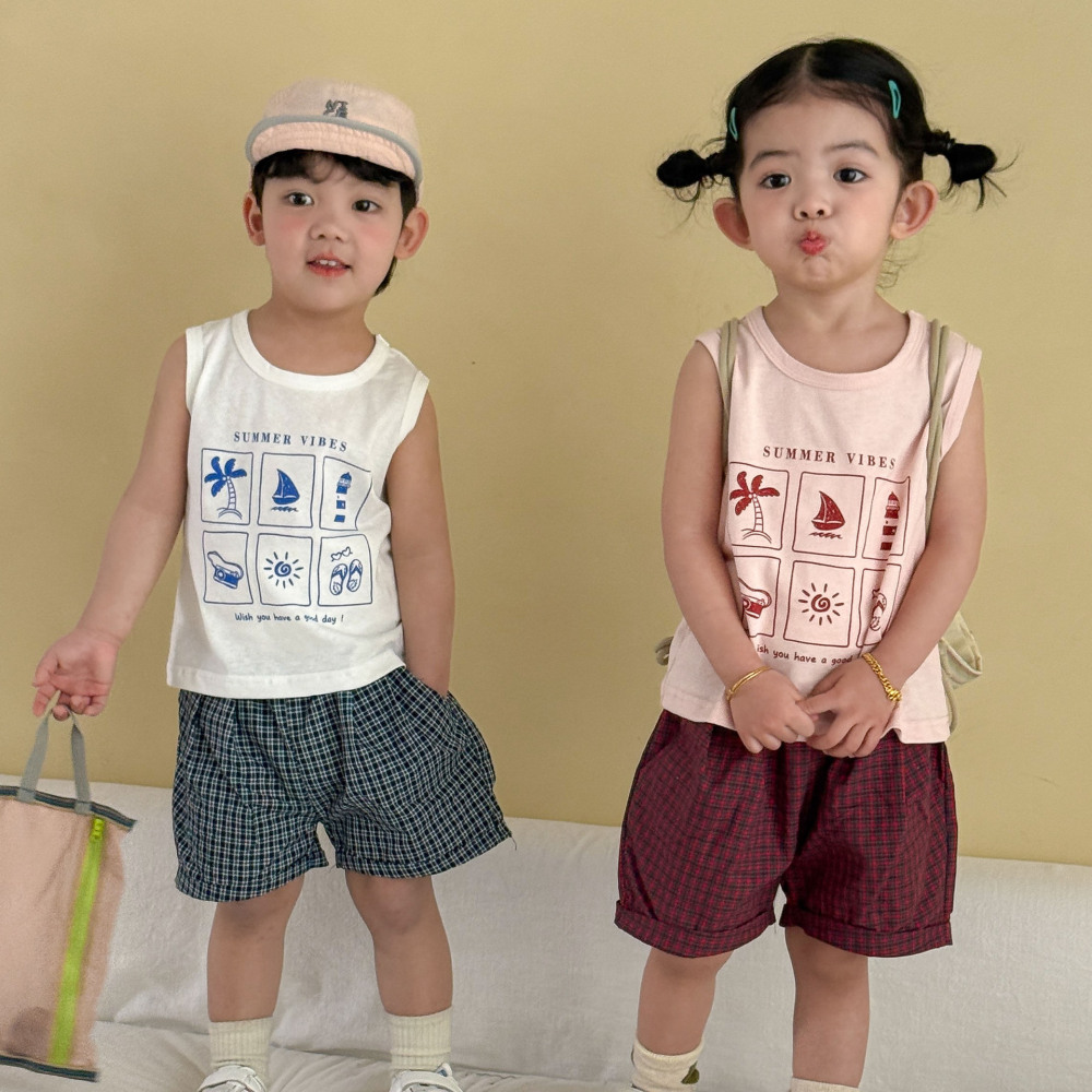 儿童夏季套装女童纯棉宽松2026新款夏装男童休闲背心短裤宝宝衣服