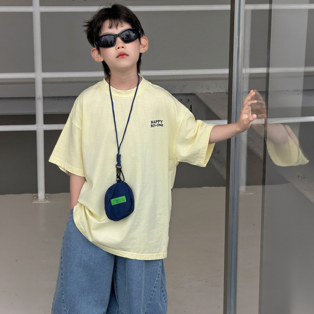 棉小铺男童夏季韩版童装2026新款百搭后背印花T恤