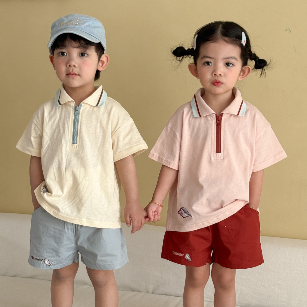 儿童夏季运动套装宝宝纯棉宽松2026新款男女童休闲短袖polo衫短裤