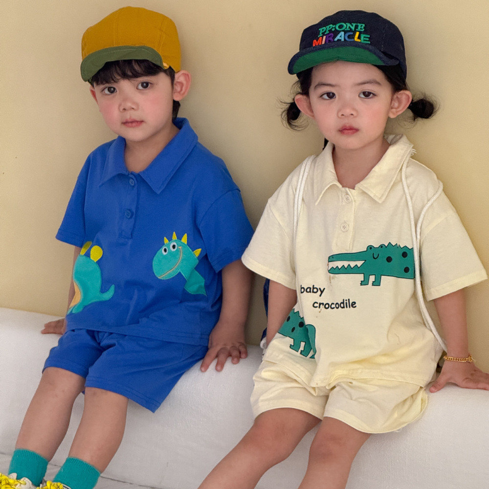 儿童夏季运动套装宝宝纯棉宽松2026新款男女童休闲短袖polo衫短裤