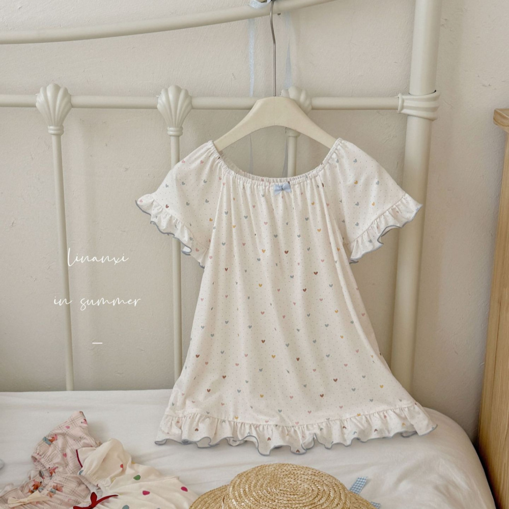 87166女童睡裙夏季新款冰肌棉儿童短袖连衣裙家居服韩版女孩睡衣