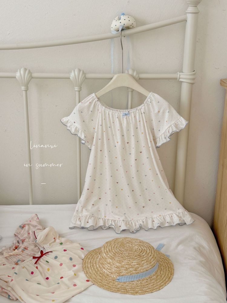 87166女童睡裙夏季新款冰肌棉儿童短袖连衣裙家居服韩版女孩睡衣