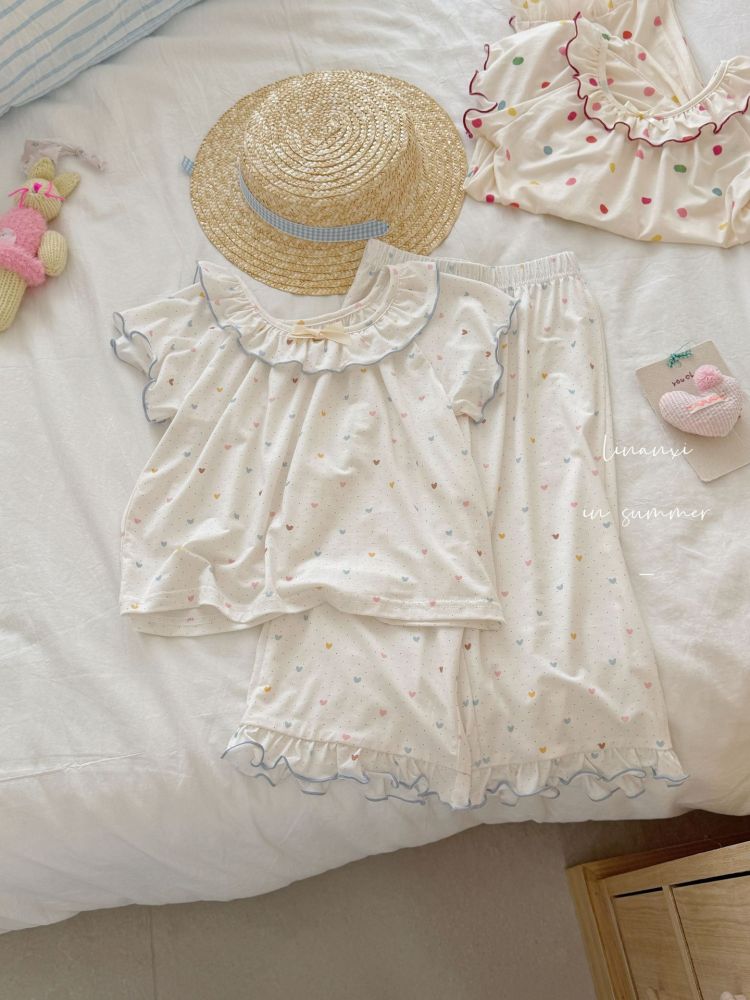 87167女童睡衣夏薄款儿童空调服冰肌棉两件套优可丝数码印花家居
