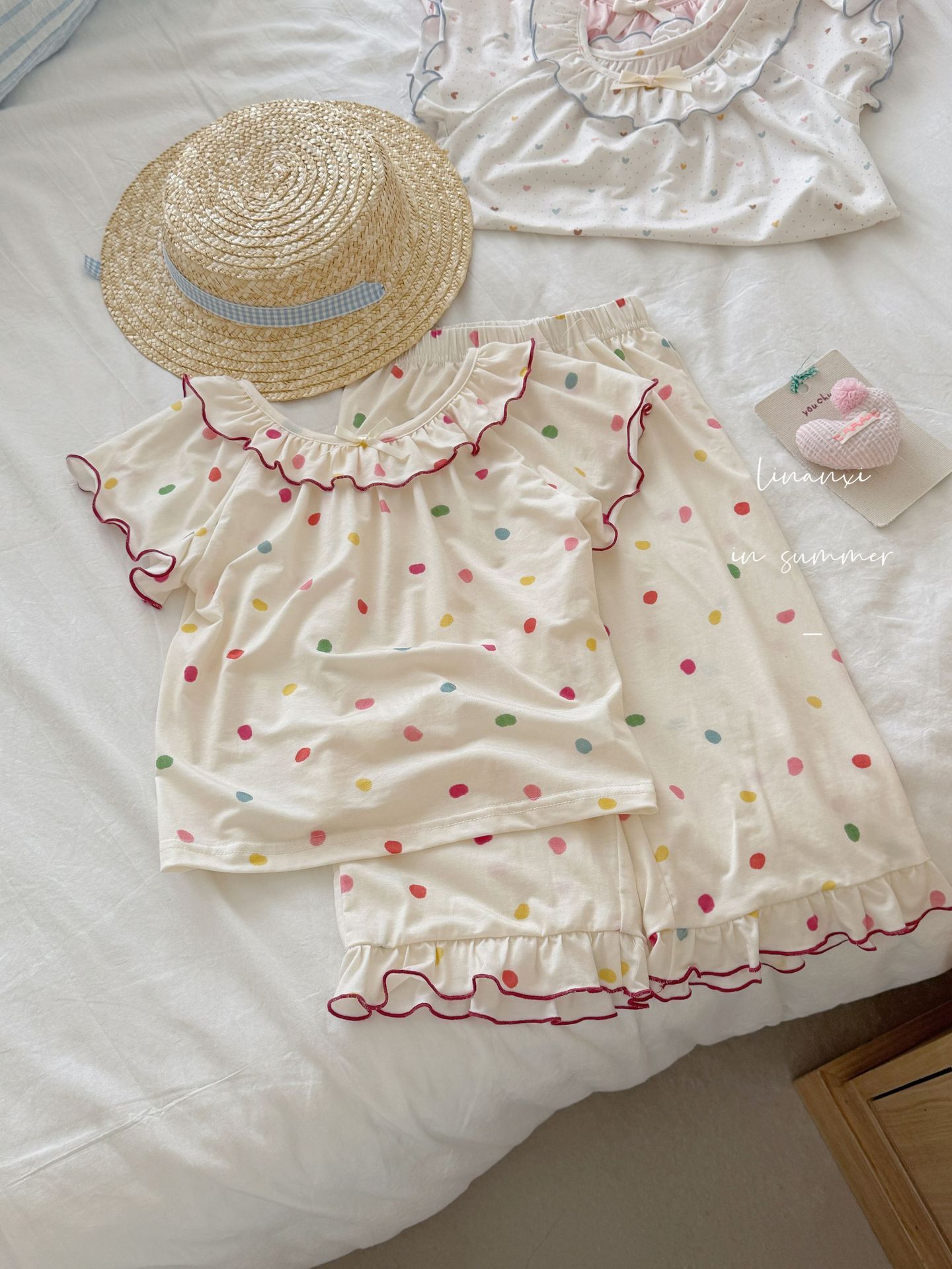87167女童睡衣夏薄款儿童空调服冰肌棉两件套优可丝数码印花家居