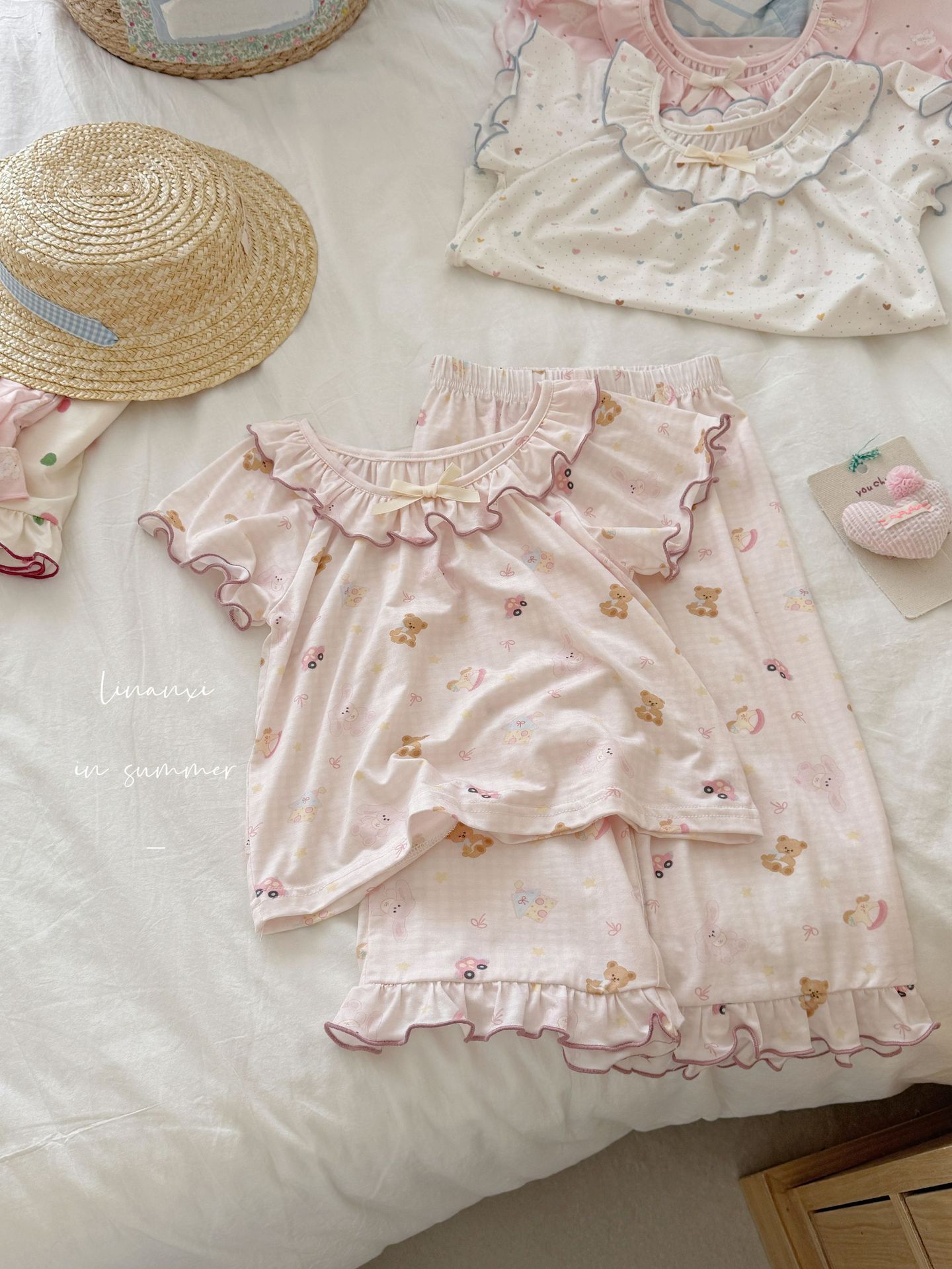 87167女童睡衣夏薄款儿童空调服冰肌棉两件套优可丝数码印花家居