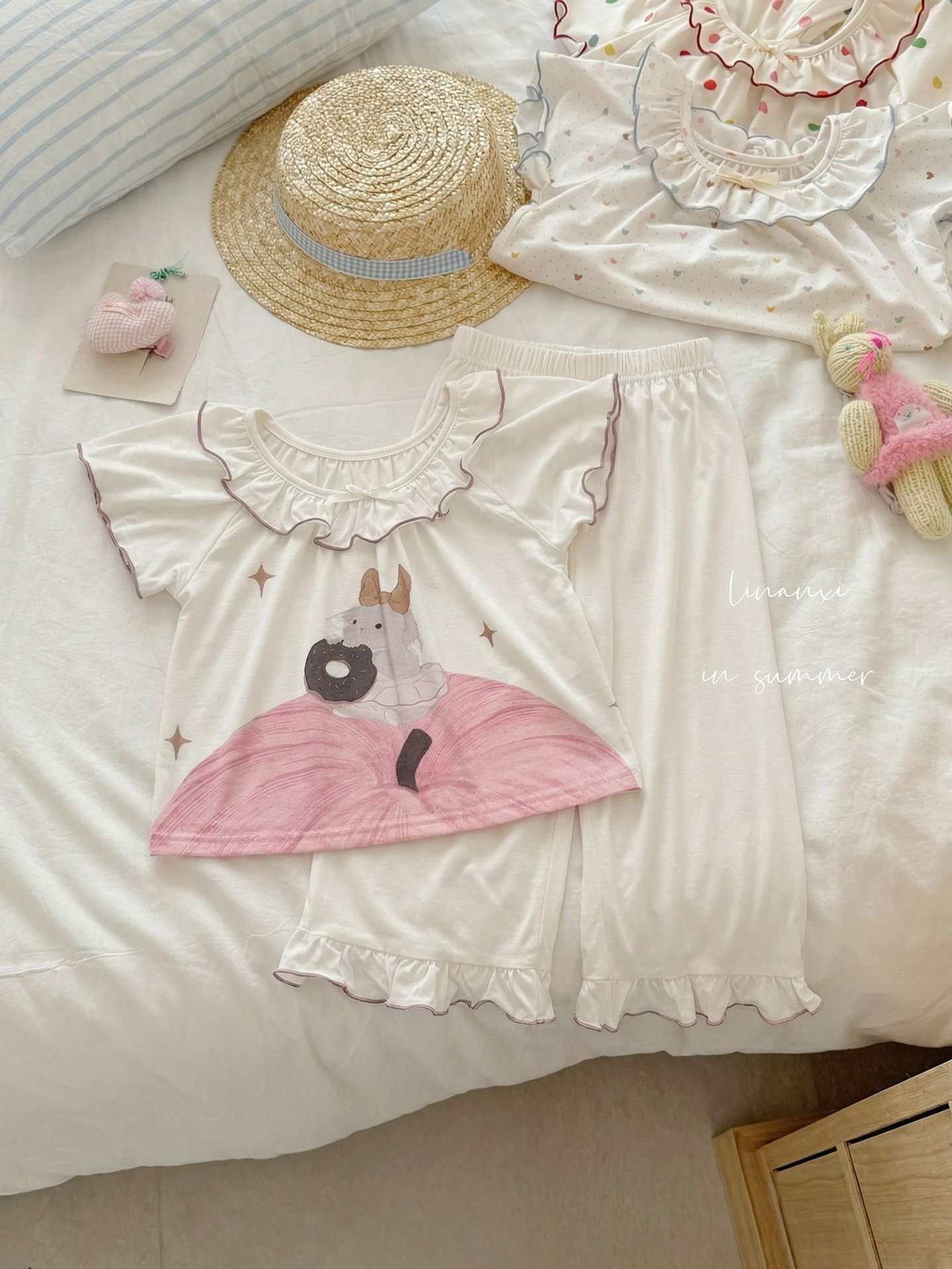 87167女童睡衣夏薄款儿童空调服冰肌棉两件套优可丝数码印花家居