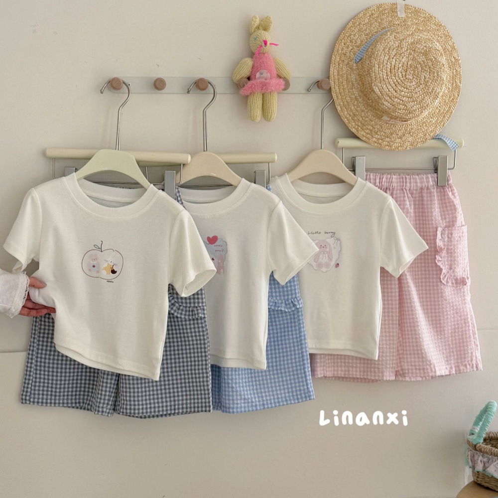 87126儿童休闲套26新款女童家居服莱卡棉睡衣格纹卡通两件套透气