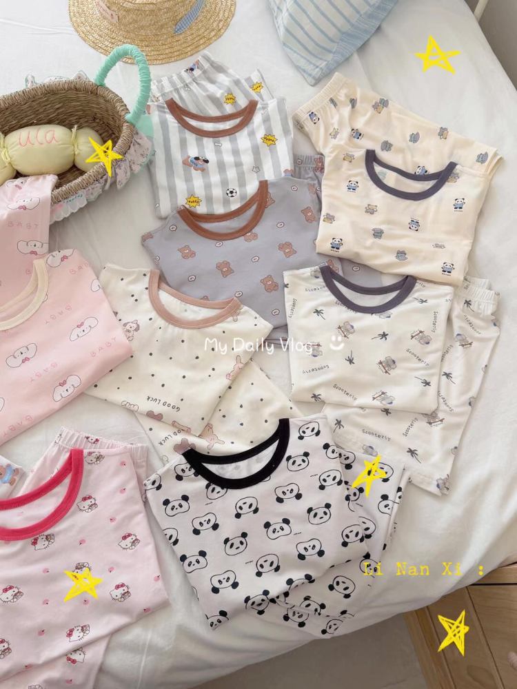 87123儿童睡衣2026夏季新款男女童空调服冰肌棉短袖短裤两件套