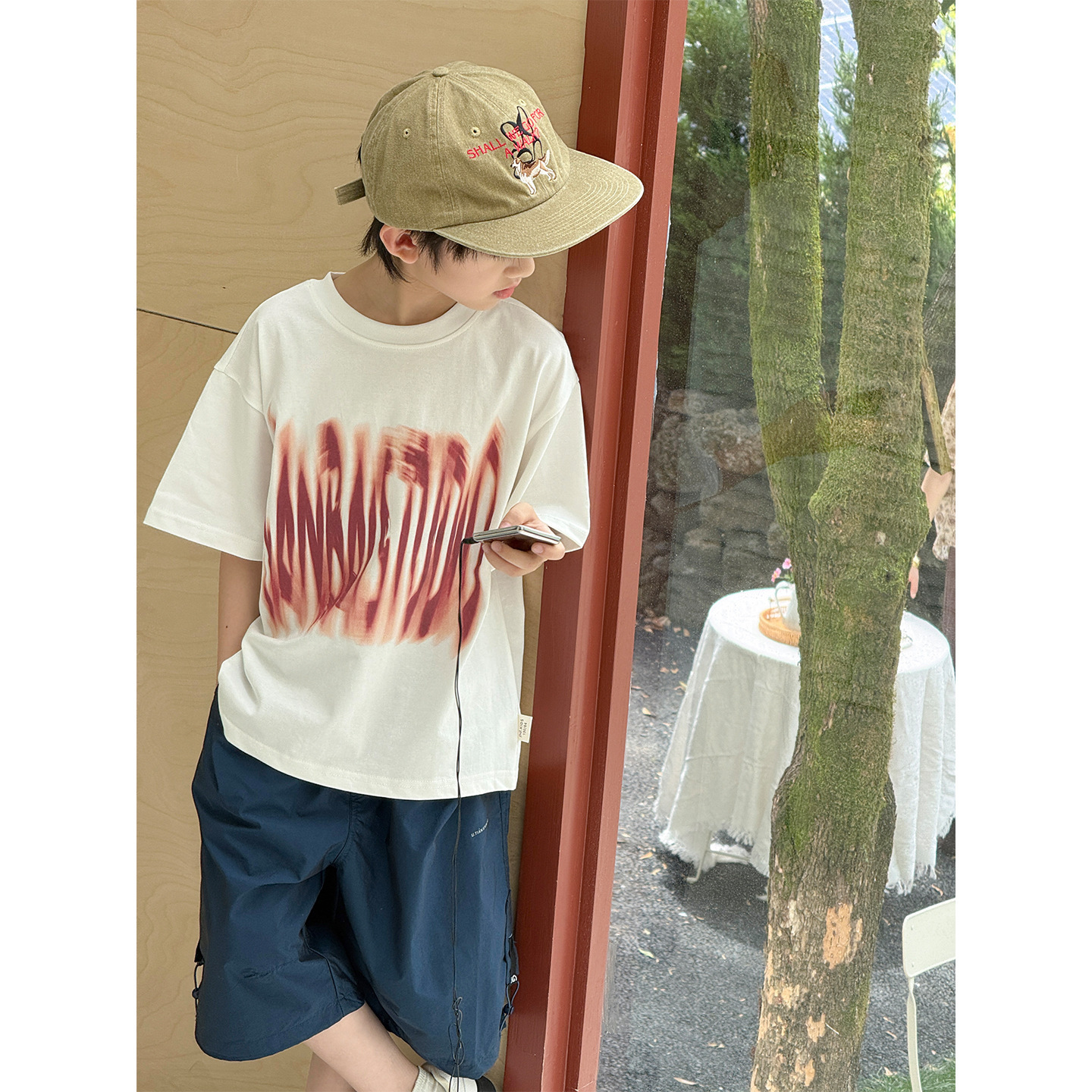 儿童短袖夏装男女童新款潮酷街头风字母晕染印花半袖上衣T恤衫潮