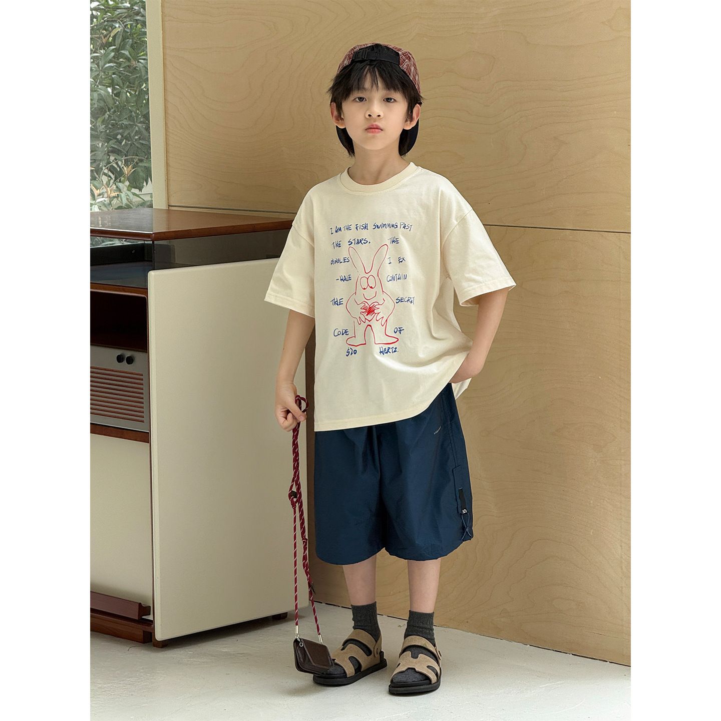 2026新品夏装韩版卡通长耳兔印花儿童短袖休闲宽松男女童百搭T恤