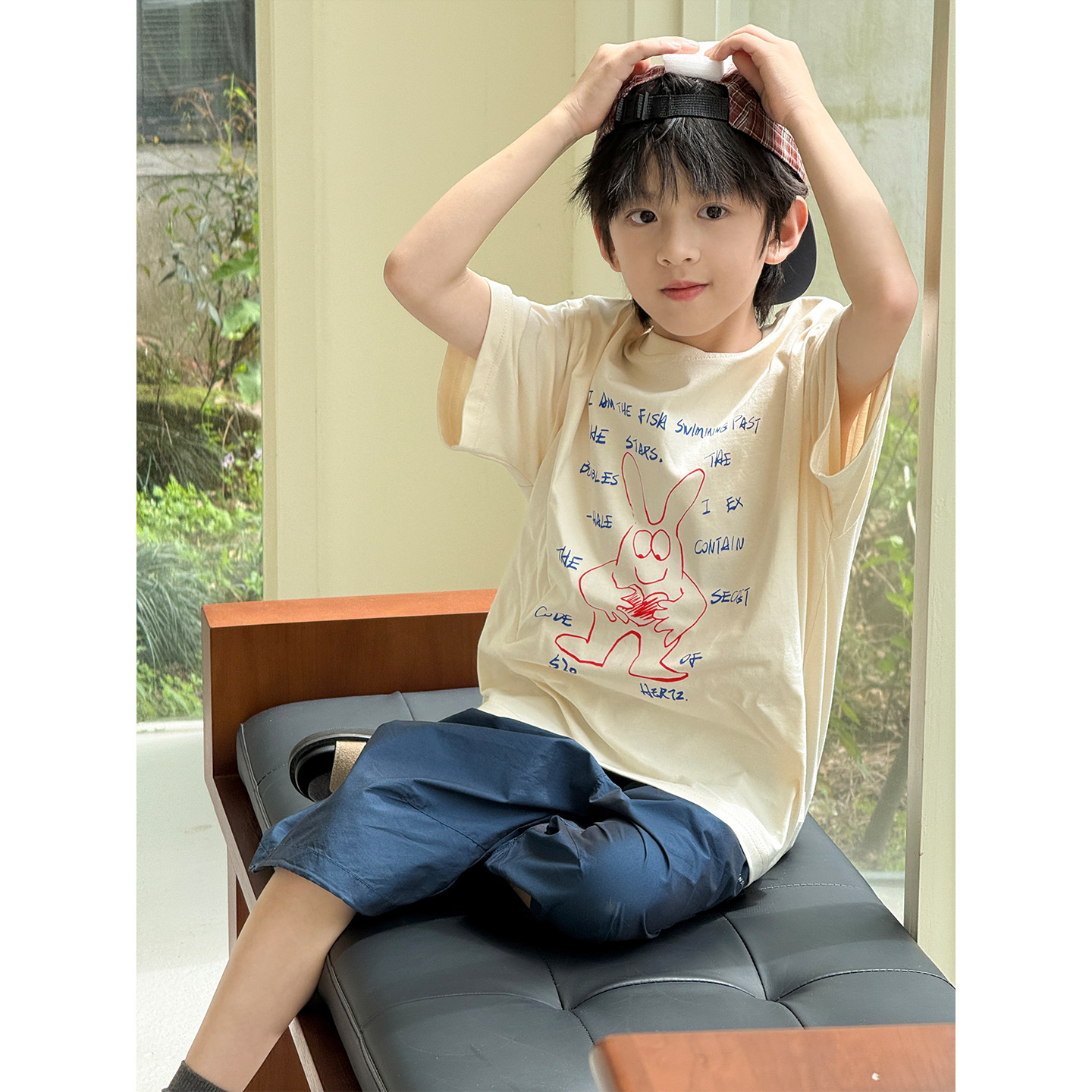 2026新品夏装韩版卡通长耳兔印花儿童短袖休闲宽松男女童百搭T恤