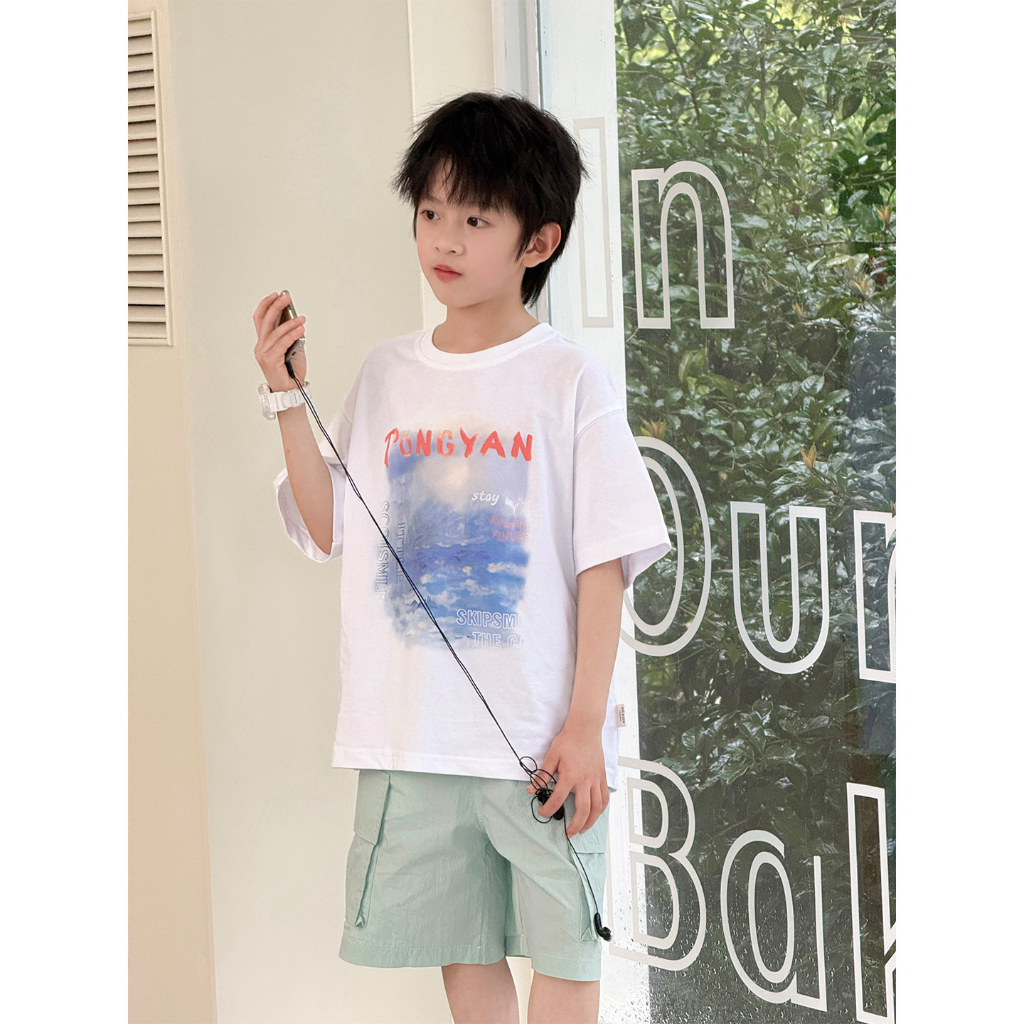 儿童夏季短袖2026韩版ins风印花圆领套头男女童休闲百搭宽松T恤潮