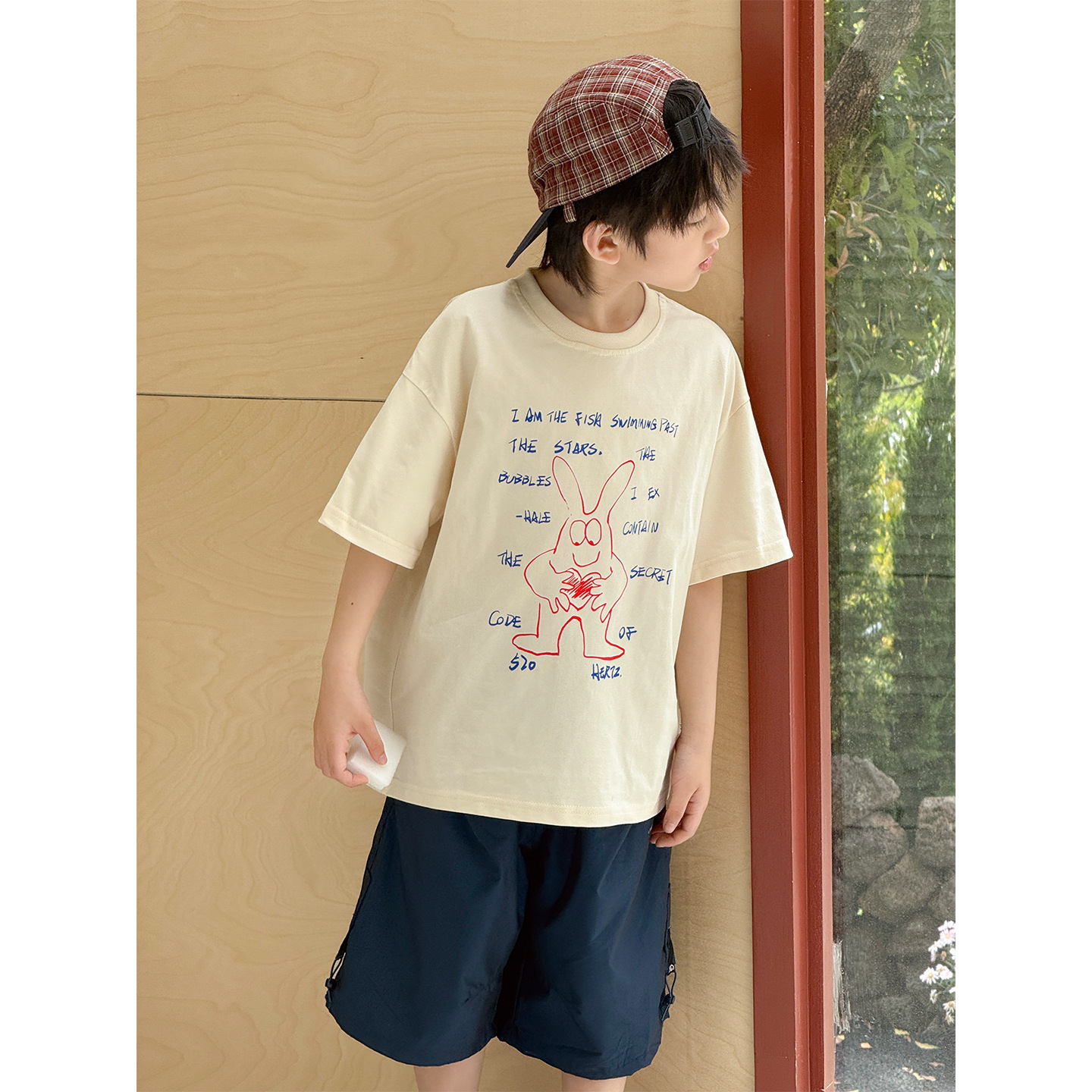2026新品夏装韩版卡通长耳兔印花儿童短袖休闲宽松男女童百搭T恤