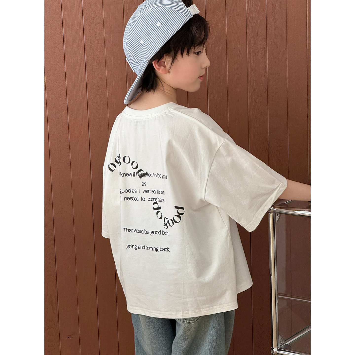 儿童短袖T恤2026夏季新款男女童宝宝趣味薯条印花休闲圆领上衣潮