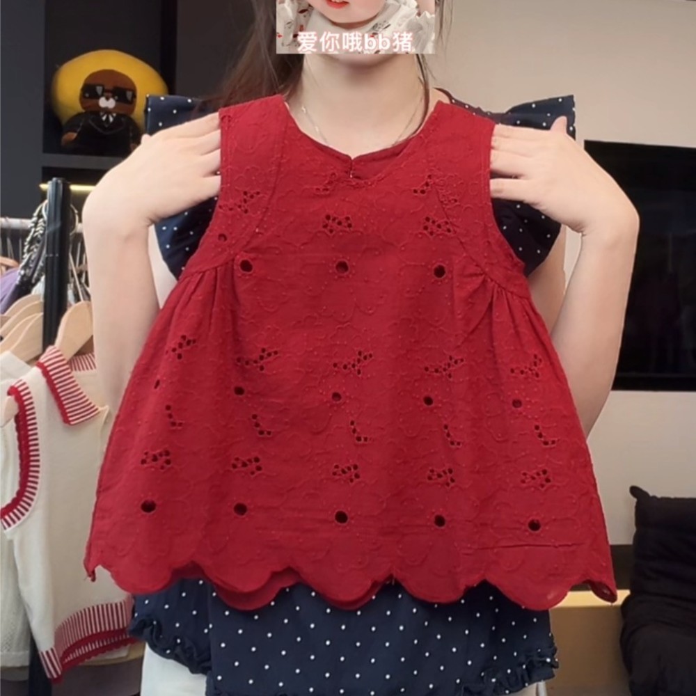 2026新品夏装韩版女童宽松复古港风少女格纹无袖背心蝴蝶结上衣潮