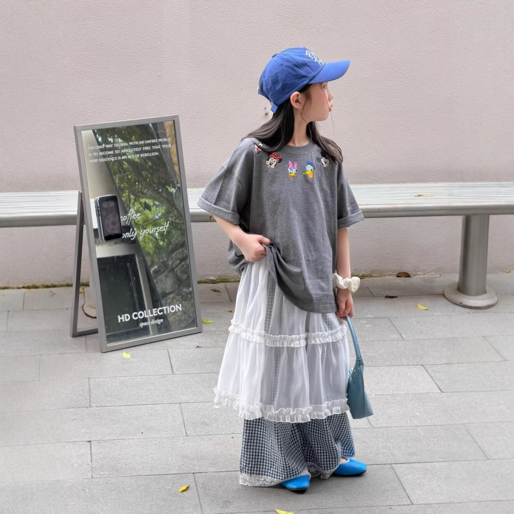 末小蒙童T恤2026夏季女童韩版卡通印花短袖儿童圆领休闲宽松上衣