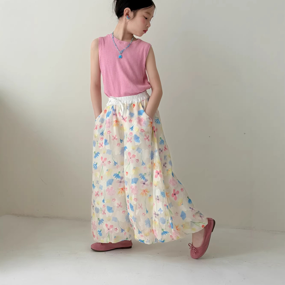 末小蒙儿童背心2026夏季女童纯色百搭背心儿童休闲无袖上衣辣妹风