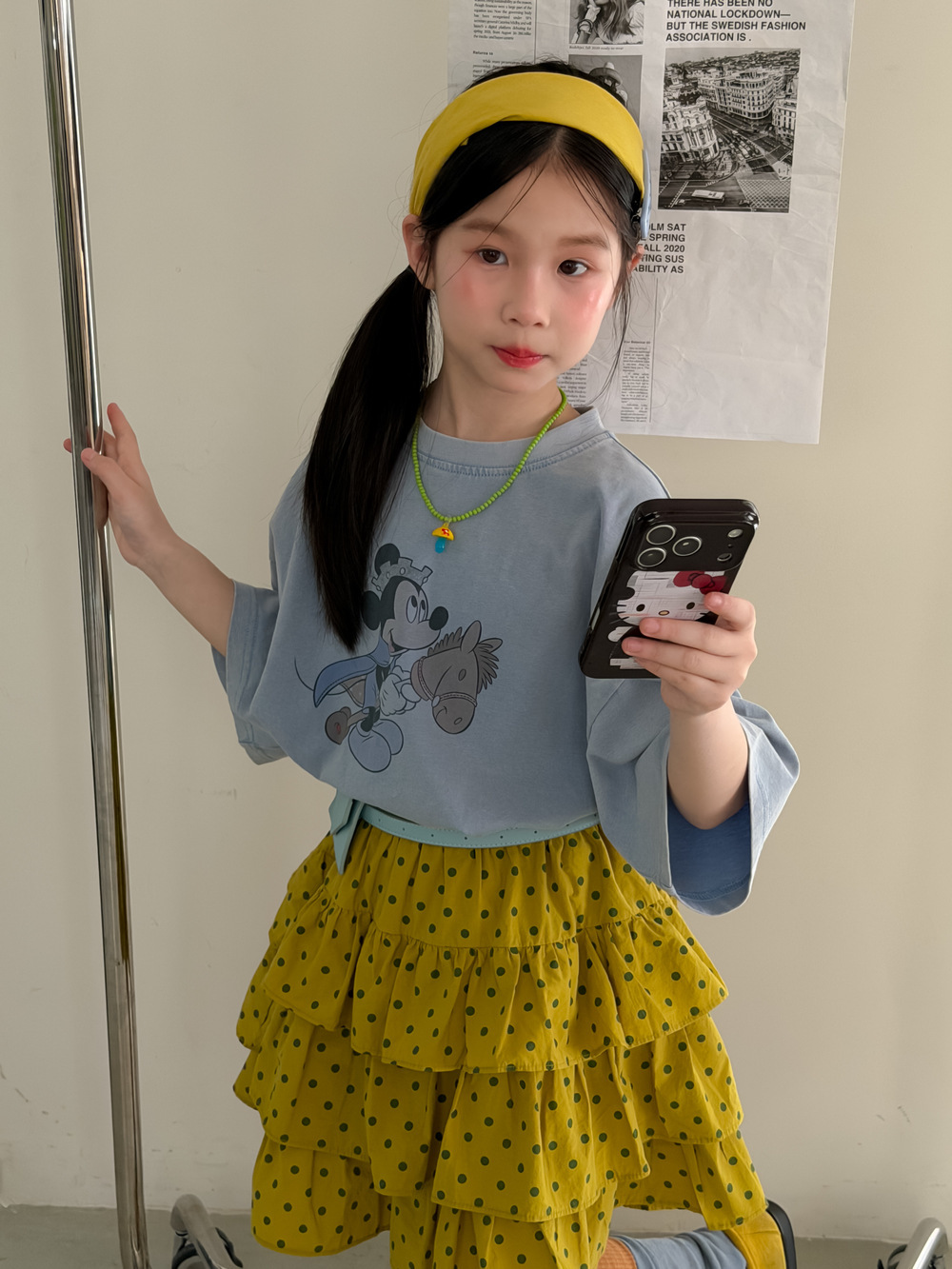 末小蒙童T恤2026夏季女童韩版卡通印花短袖儿童圆领休闲宽松上衣