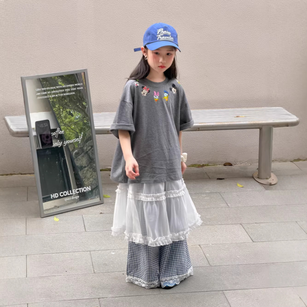 末小蒙童T恤2026夏季女童韩版卡通印花短袖儿童圆领休闲宽松上衣