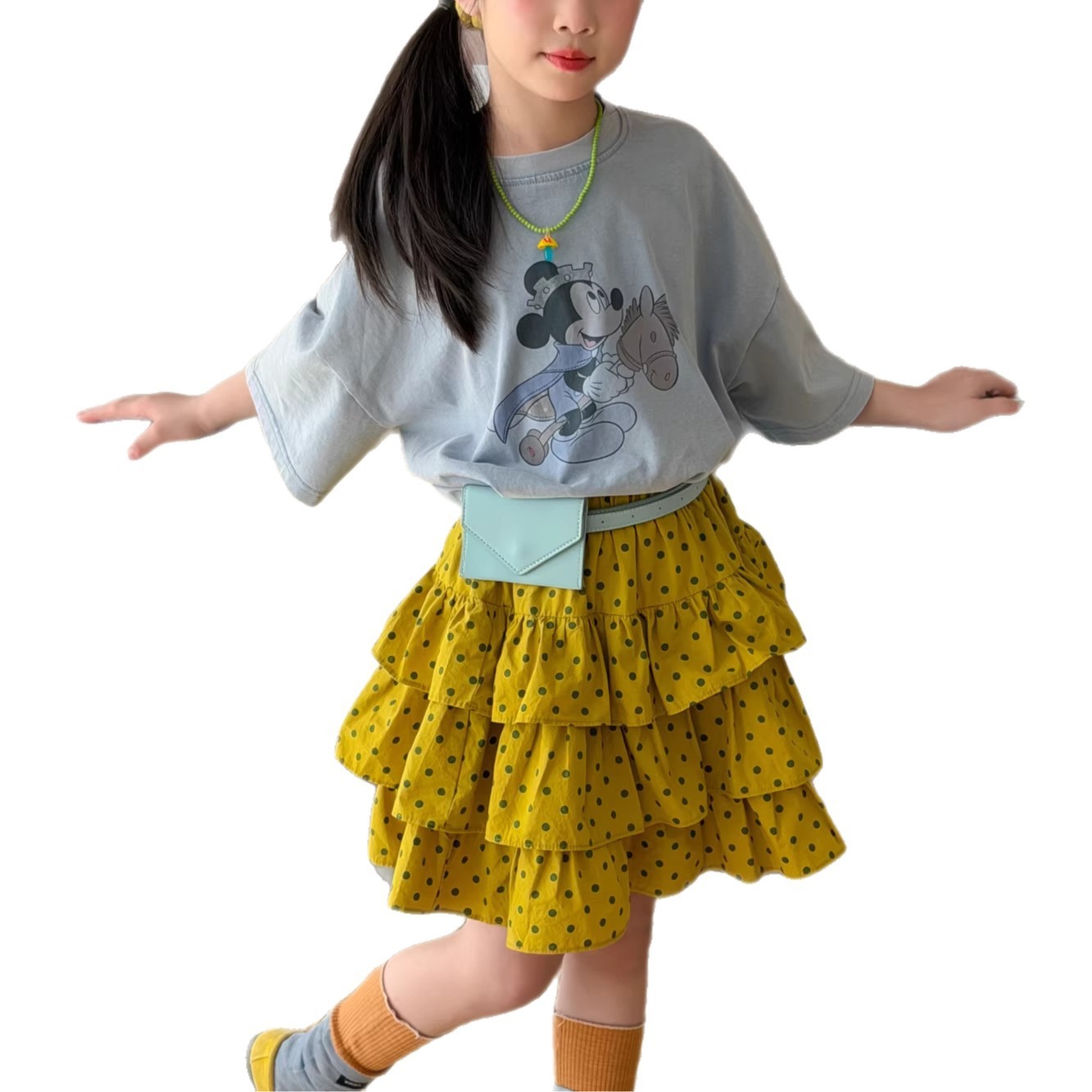 末小蒙童T恤2026夏季女童韩版卡通印花短袖儿童圆领休闲宽松上衣