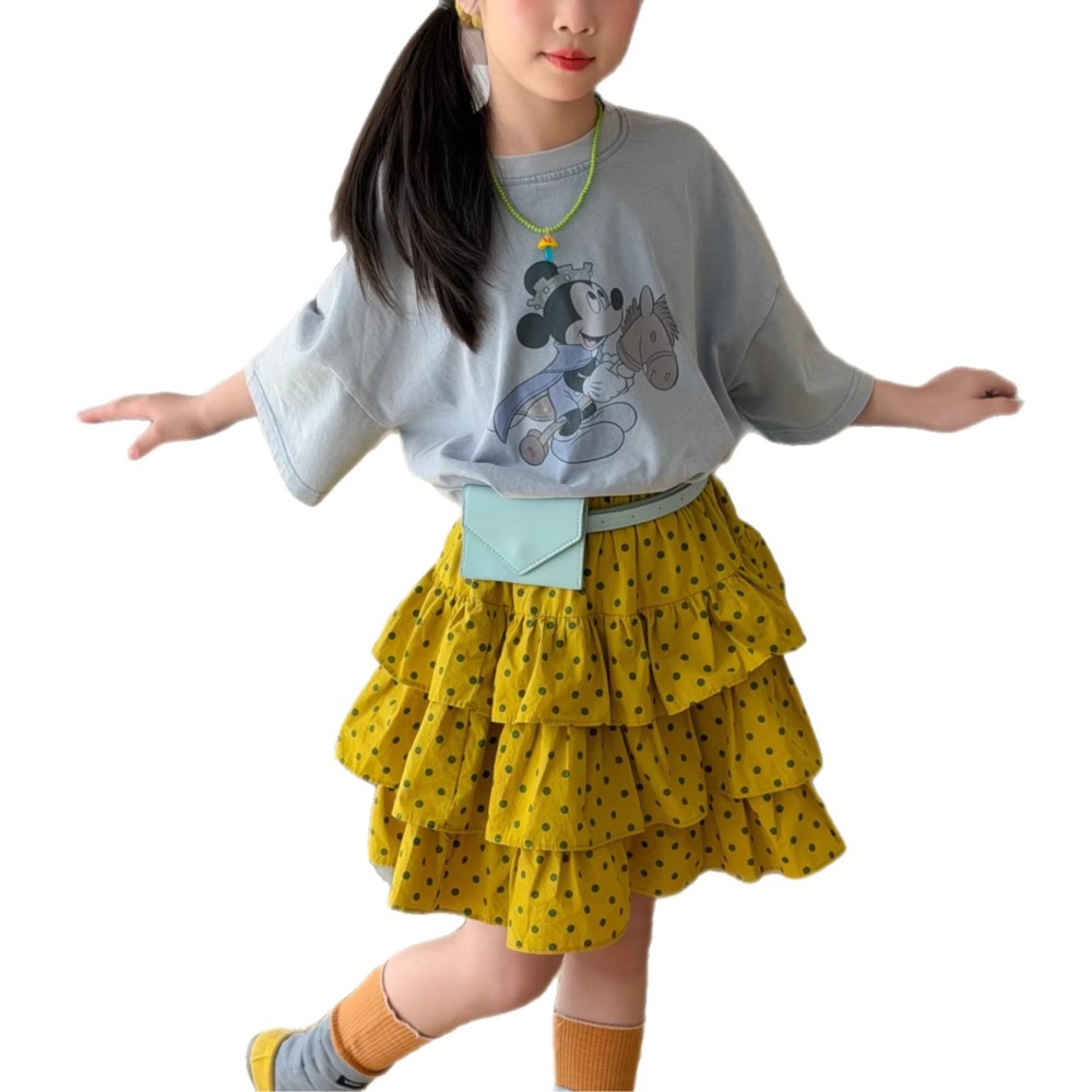末小蒙童T恤2026夏季女童韩版卡通印花短袖儿童圆领休闲宽松上衣