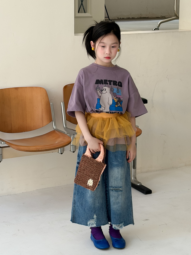 末小蒙童T恤2026夏季男童女童韩版卡通字母上衣儿童圆领休闲短袖
