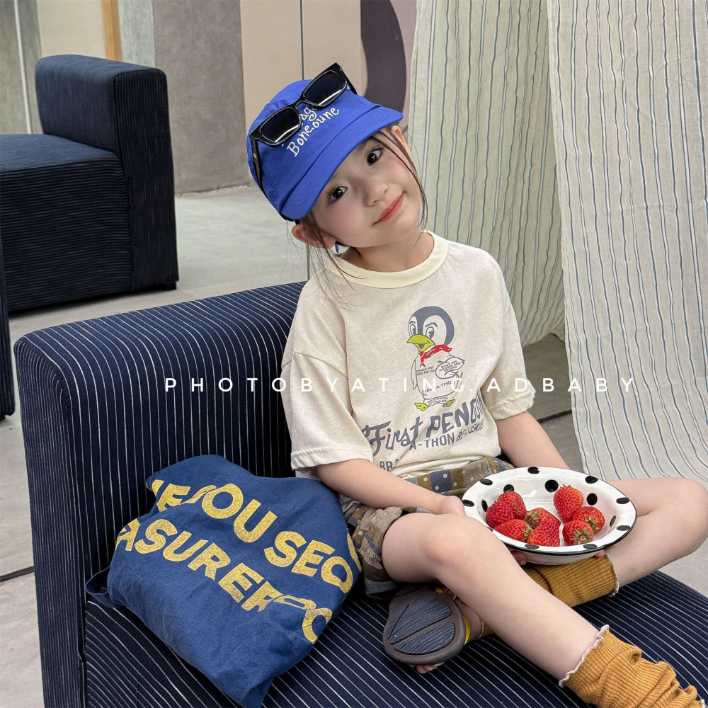 2026童装夏季儿童韩版活性印花女童短袖T恤夏装男童打底衫7269