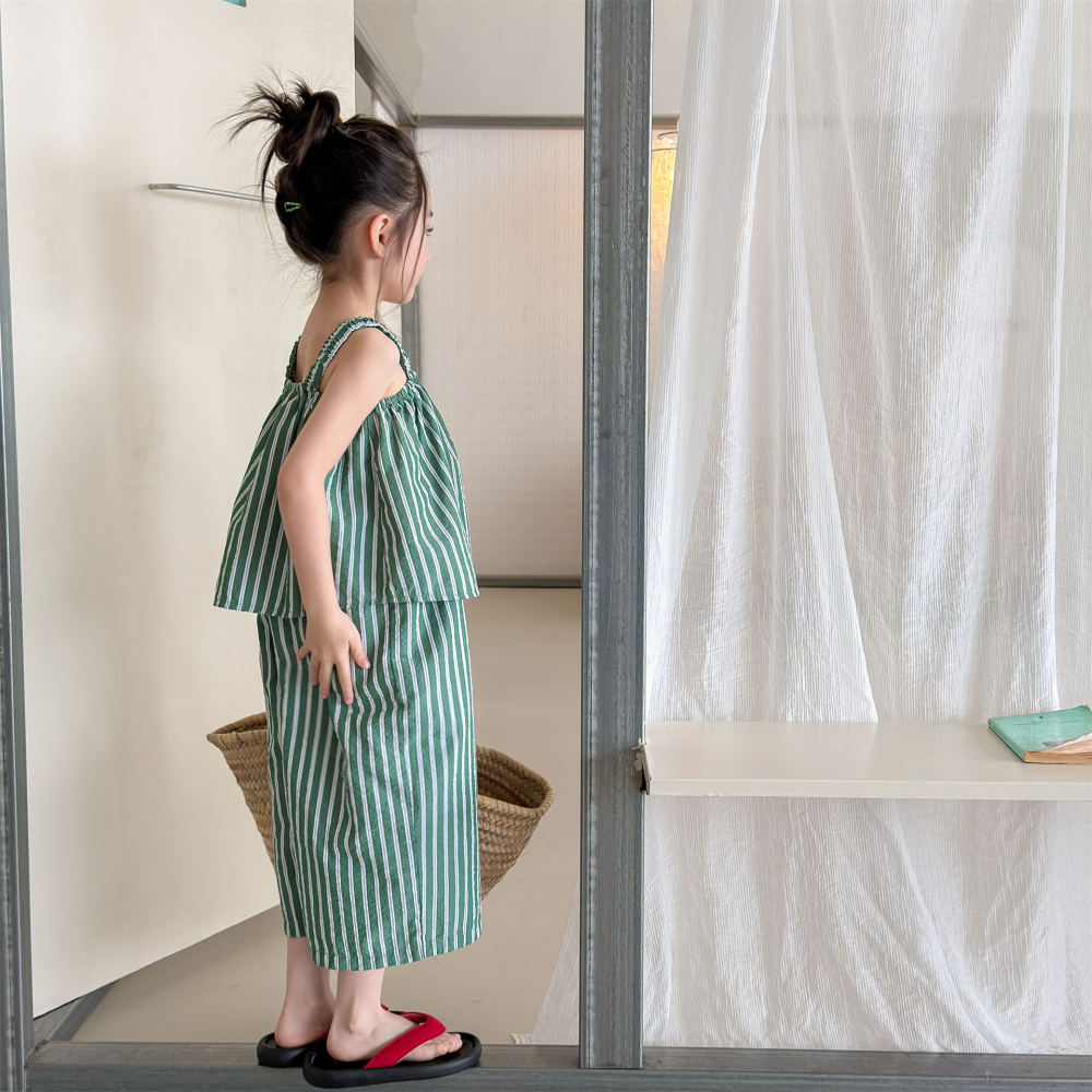 湖州织里童装女童韩版夏装吊带连体裤夏季连身衣阔腿七分裤7275