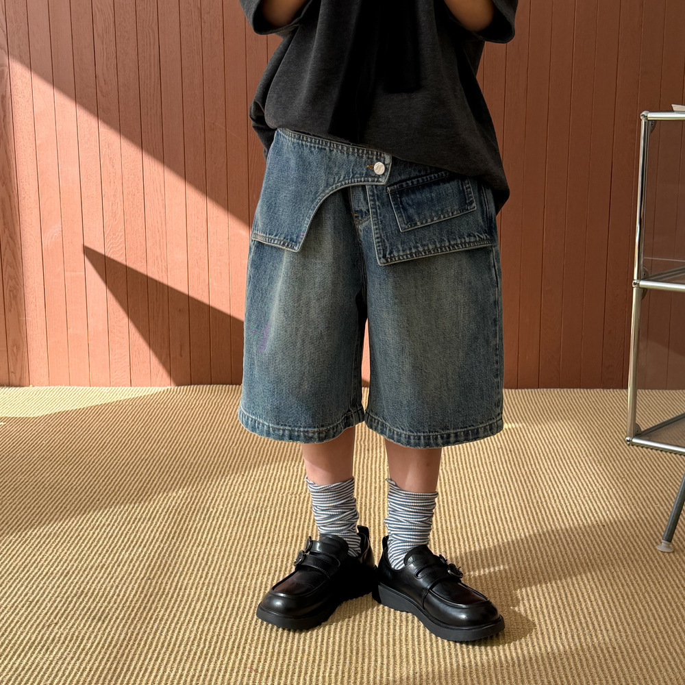 末小蒙童裤2026夏季男童女童韩版牛仔拼接五分裤儿童宽松休闲短裤