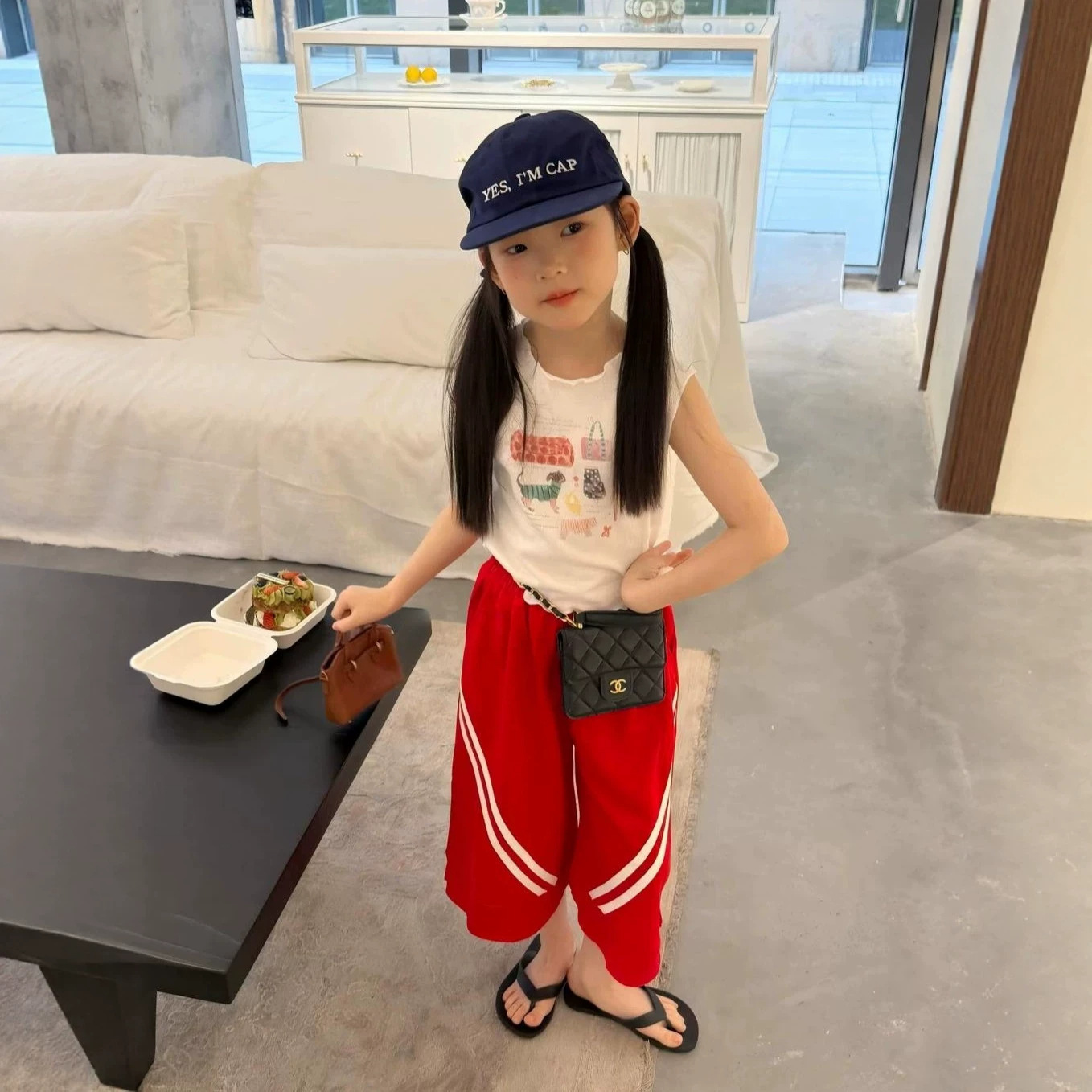 女童套装26夏季新款卡通木耳边背心织里童装休闲拉条宽松阔腿裤潮