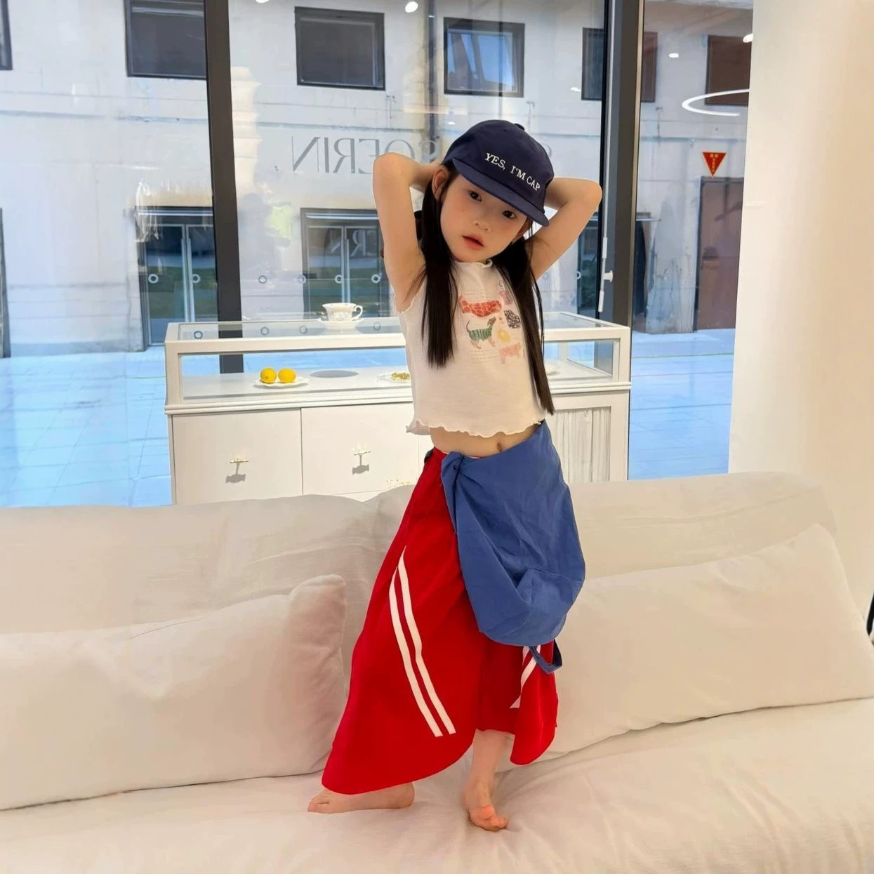 女童套装26夏季新款卡通木耳边背心织里童装休闲拉条宽松阔腿裤潮