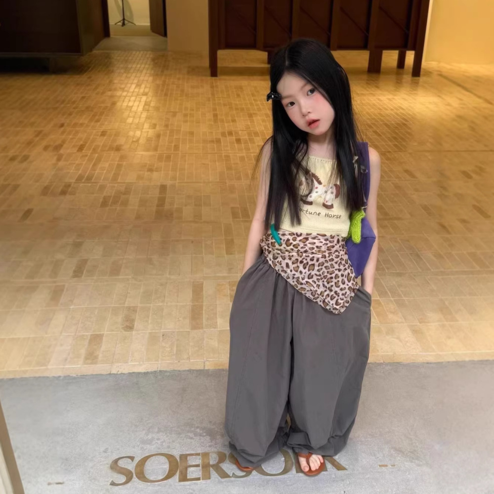 女童童装26夏季新款韩版卡通小马吊带背心织里童装洋气休闲阔腿裤