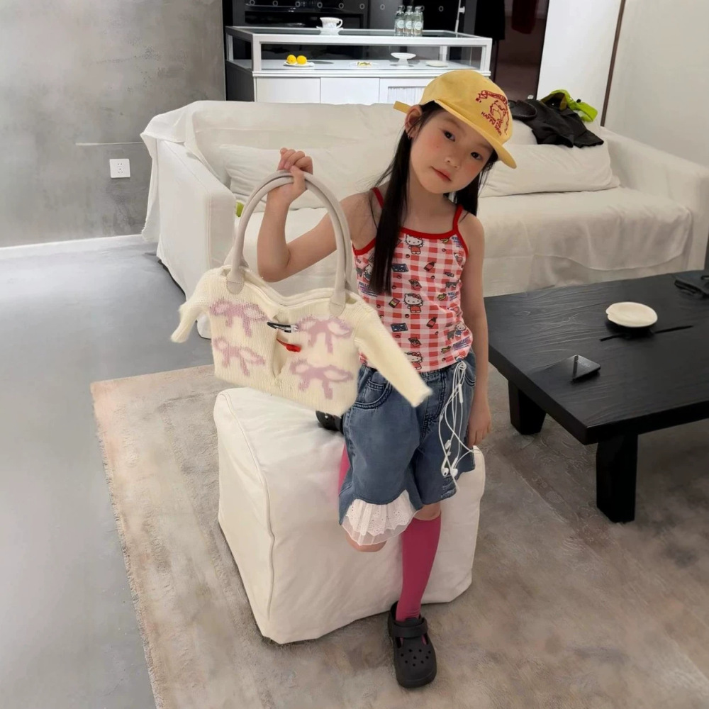 女童套装26夏新款韩版卡通kt猫洋气吊带背心织里童装花边牛仔中裤