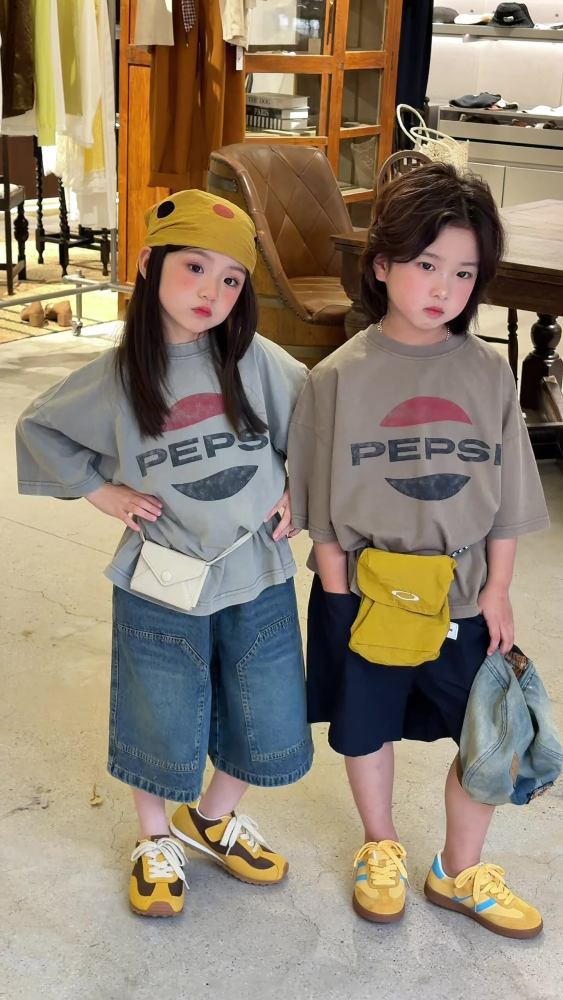 2026夏季新款韩版儿童字母印花短袖男女童做旧软糯舒适T恤洋气