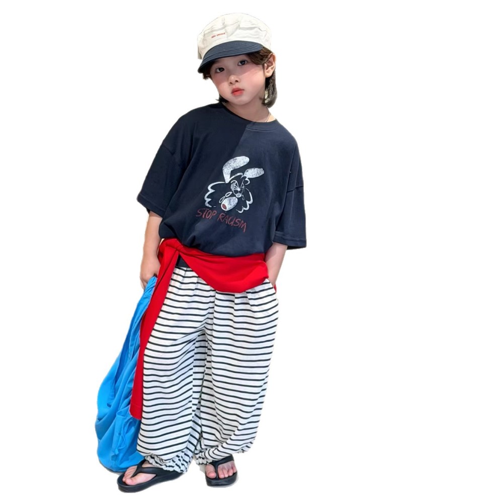 2026夏季新款儿童薄款透气舒适卡通短袖男女童凉感宽松圆领T恤潮