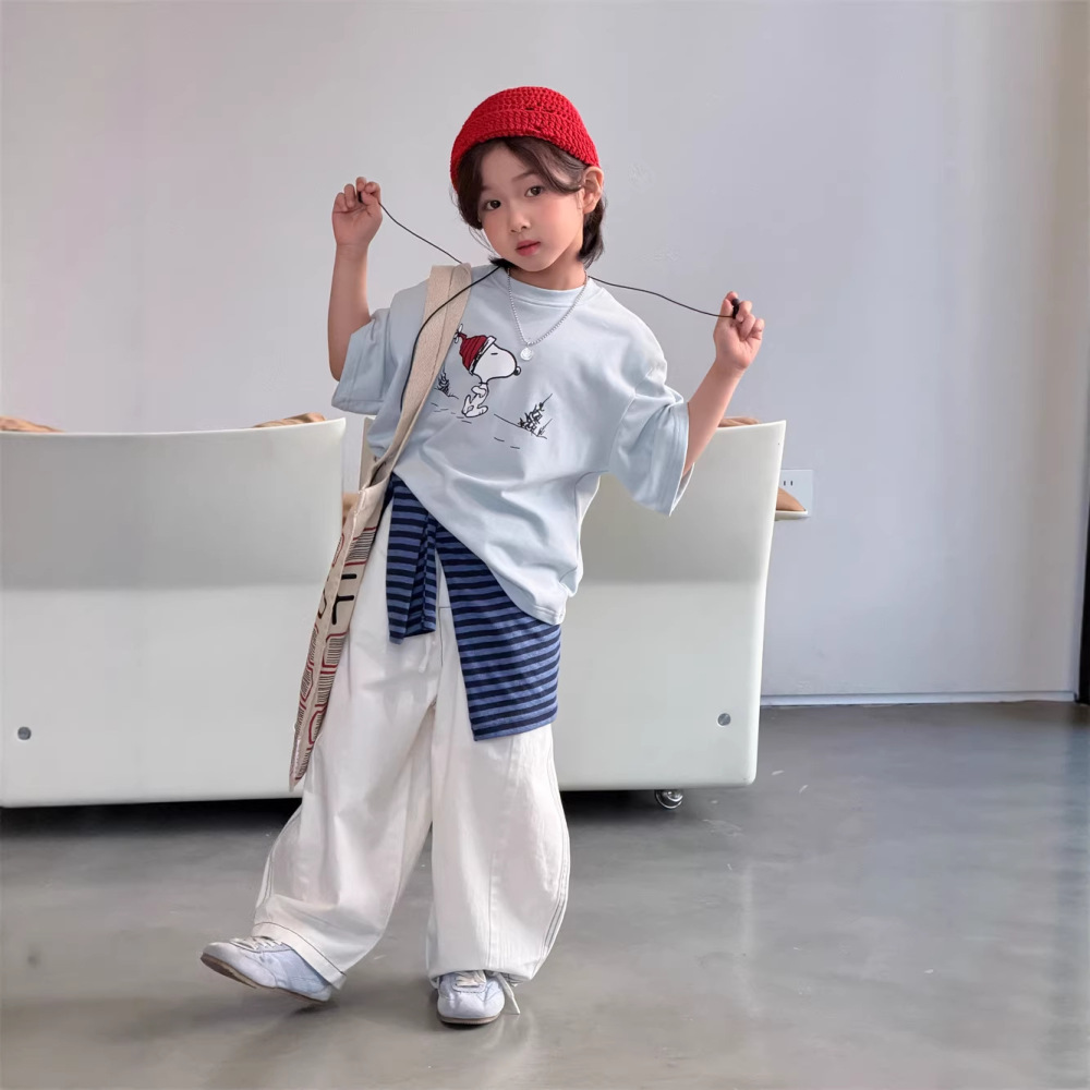2026夏季新款韩系儿童卡通印花短袖男童宽松舒适休闲圆领T恤洋气